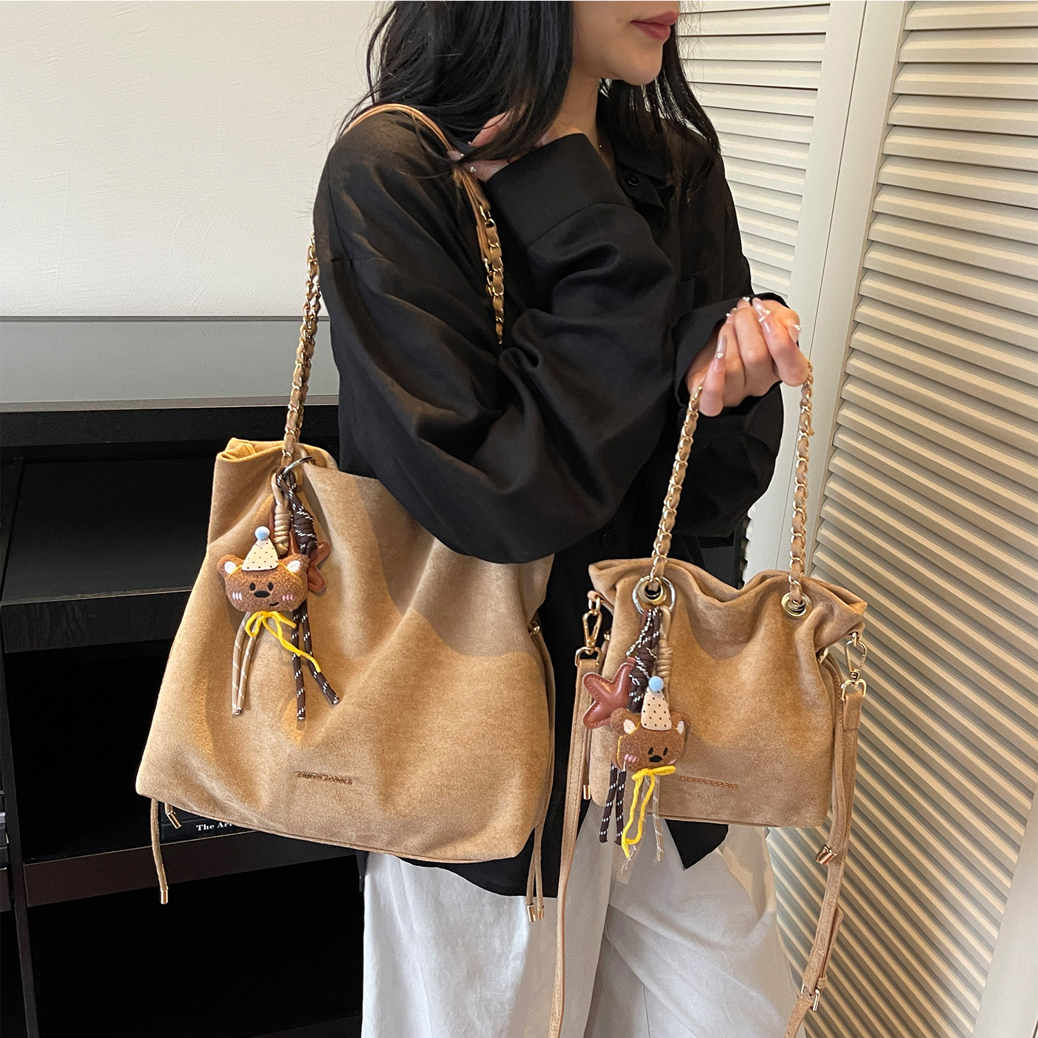 艾米兔 X COOLE女包2025新款纯色质感大容量链条包通勤日常单肩包