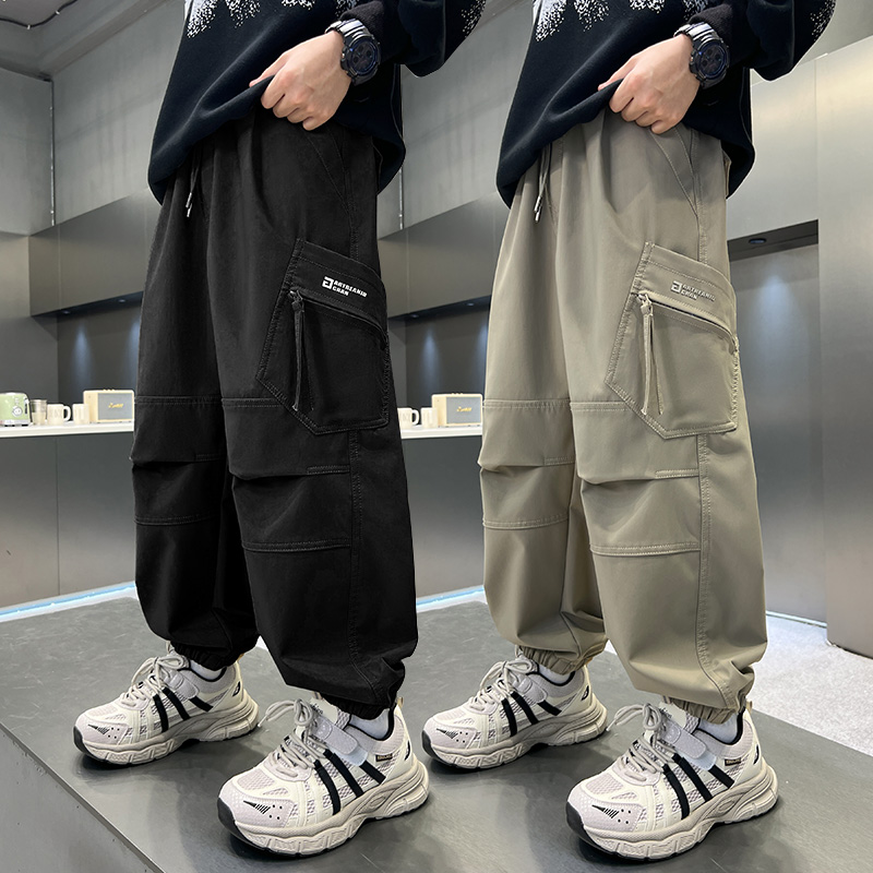 男童工装裤春秋款2025新款儿童洋气秋装裤子中大童帅气时髦长裤