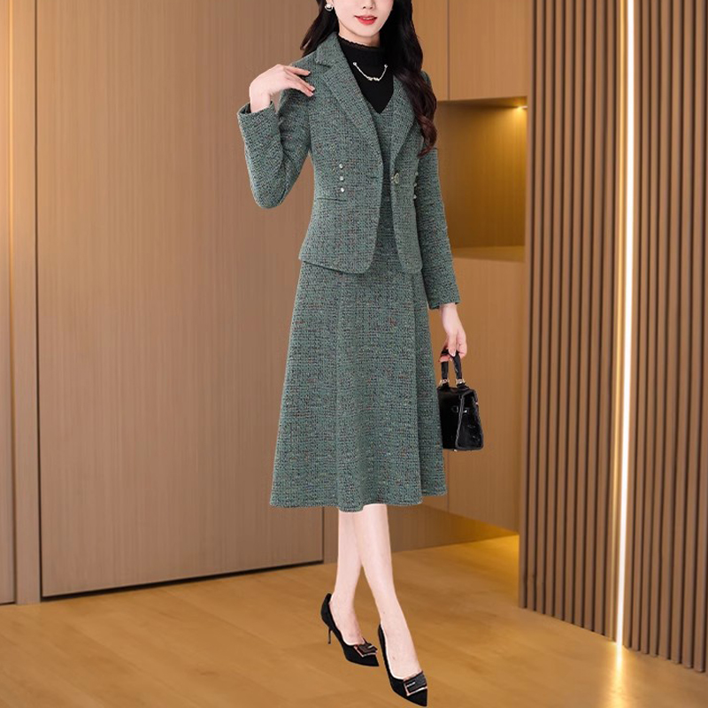 拉夏贝尔小香风时尚套装连衣裙春秋2025新款爆款气质高级感两件套