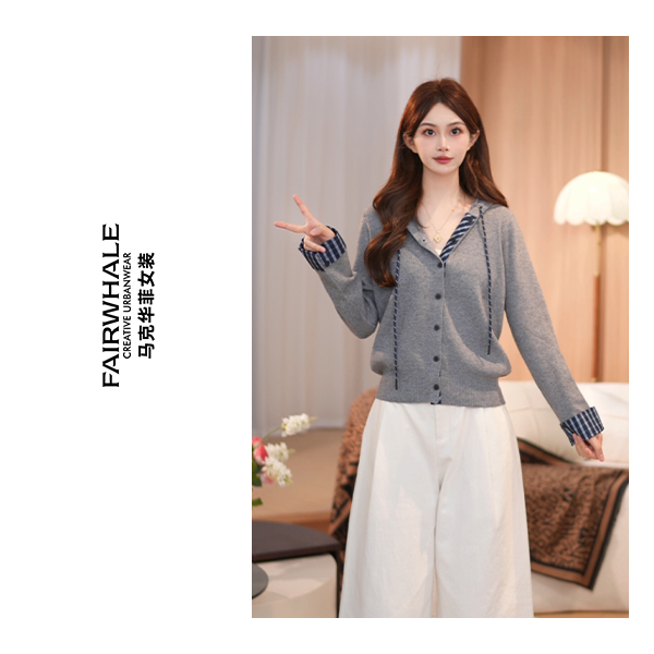 马克华菲秋季女装衬衫连帽气质时尚安迪绒针织衫F53004A653 qq