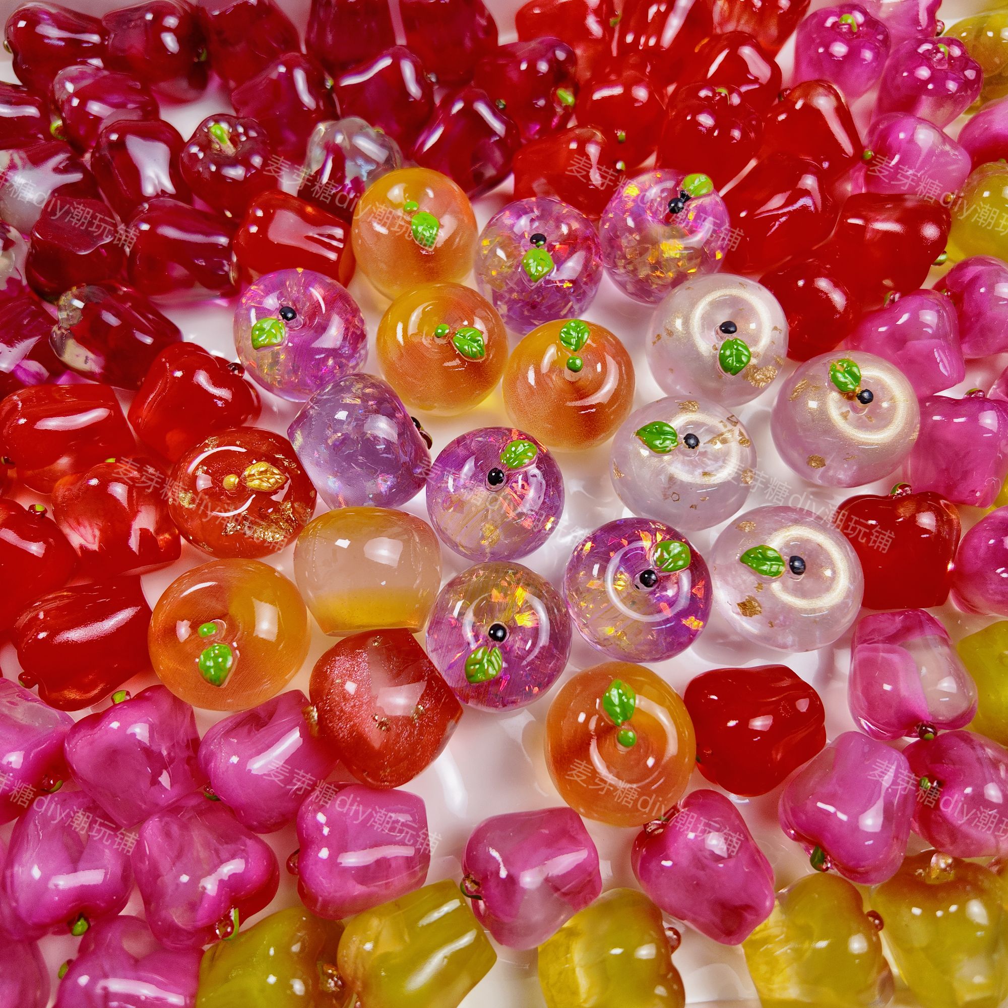 【夜光晕染蛇果+爆闪小苹果】diy树脂仿真水果 盲袋对对碰 摆件