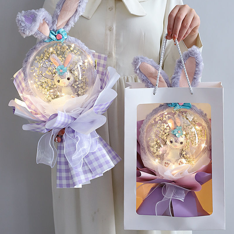 毕业礼物满天星永生花星黛露卡通花束生日礼物送女生女孩老师玩偶