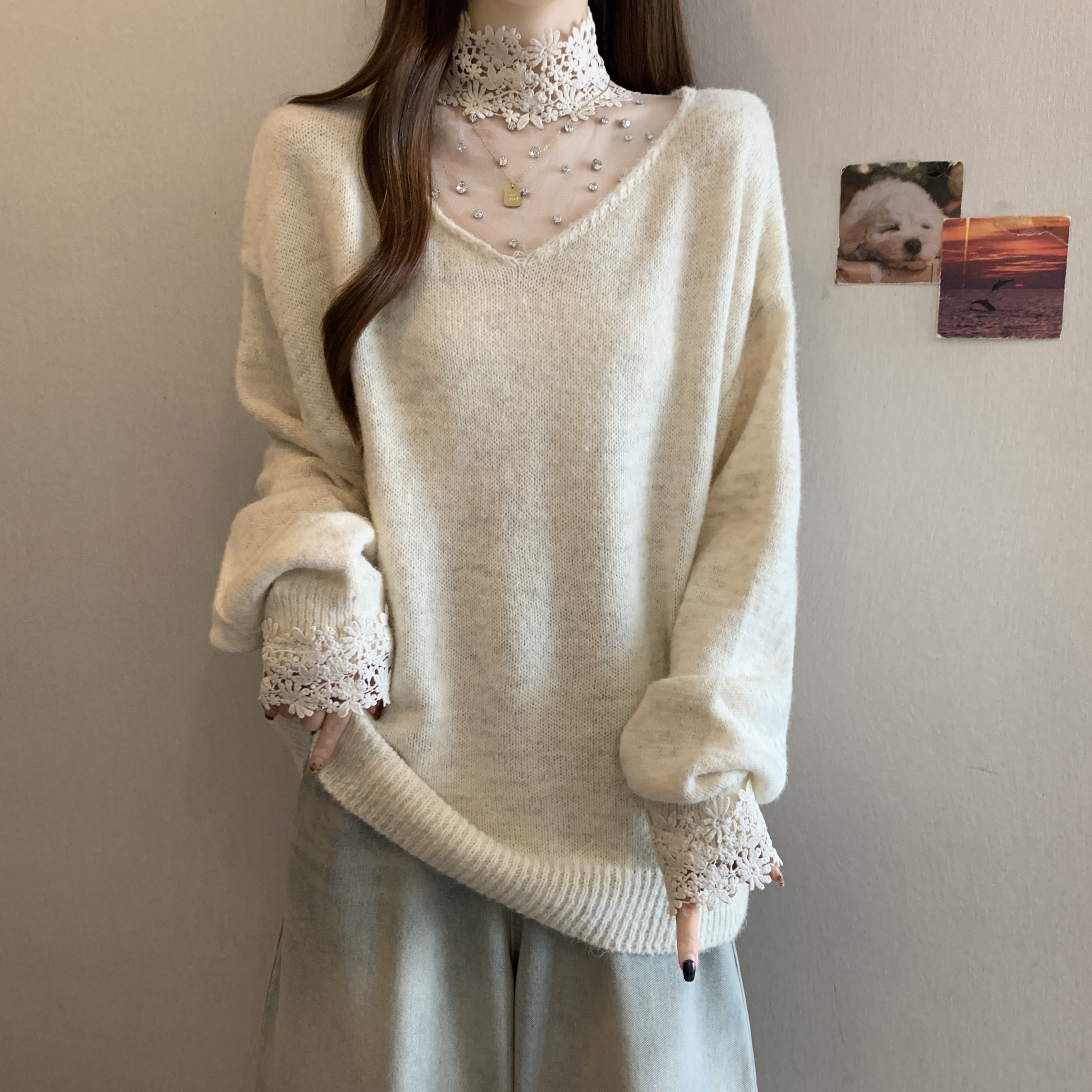 大码女装胖MM秋冬新款慵懒风针织衫毛衣松弛感设计感宽松显瘦上衣