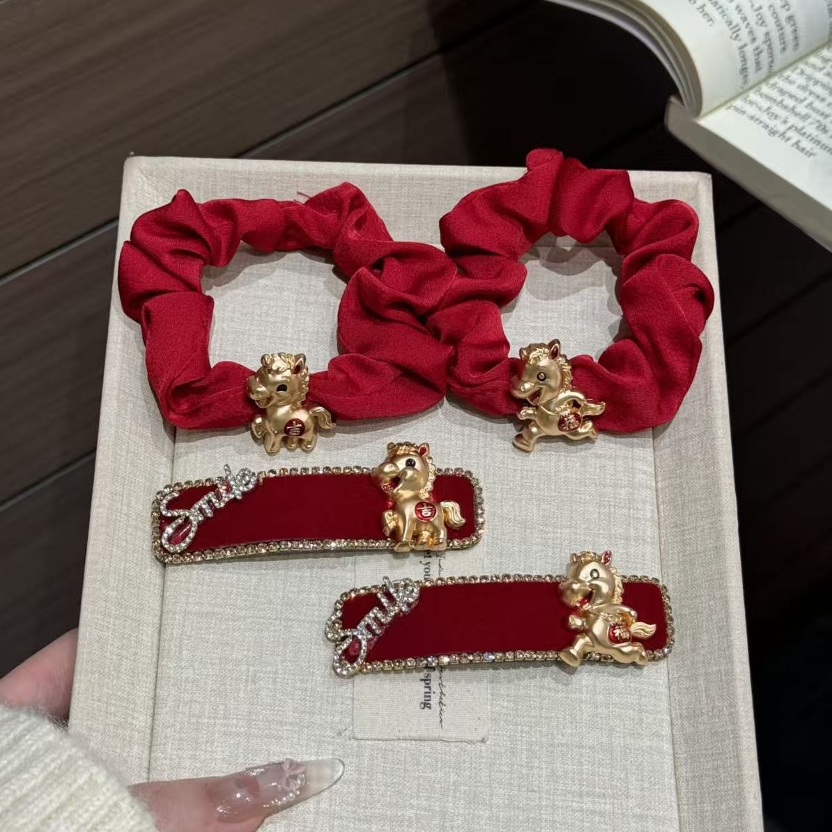 马年本命年发绳中国红色2026头绳饰品新年头饰儿童女成人发饰皮筋