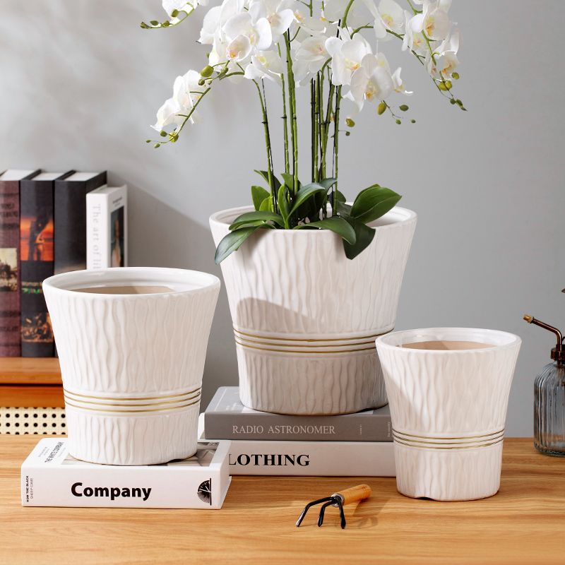 家用陶瓷花盆大口径北欧风格盆栽发财树绿萝君兰特大号客厅阳台LW