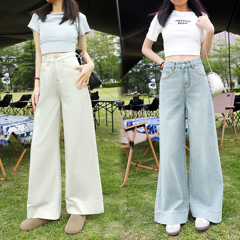 小个子2025年高腰宽松女牛仔裤阔腿牛仔裤夏季薄款裤子垂感拖地裤