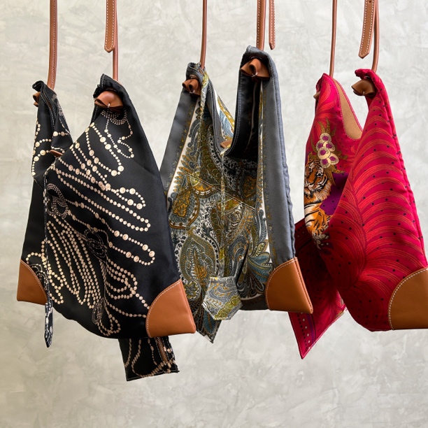 轻奢时尚百搭桑蚕丝印花女士H经典silkcity包 单肩包 斜挎布包