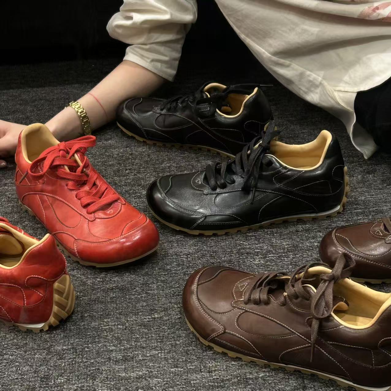 H55-神秘派对-（头层牛皮）水洗油蜡皮贝果头德训鞋3cm61-2873-RD