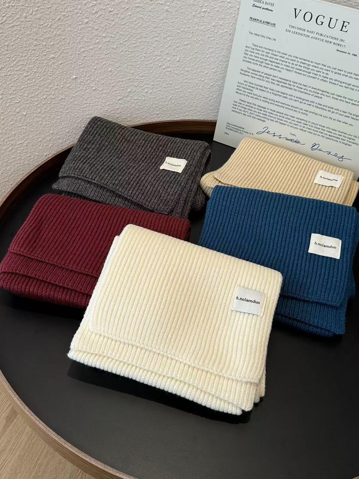 韩系百搭毛线围巾女冬季2025新款小巧学生加厚绿色保暖针织小围脖