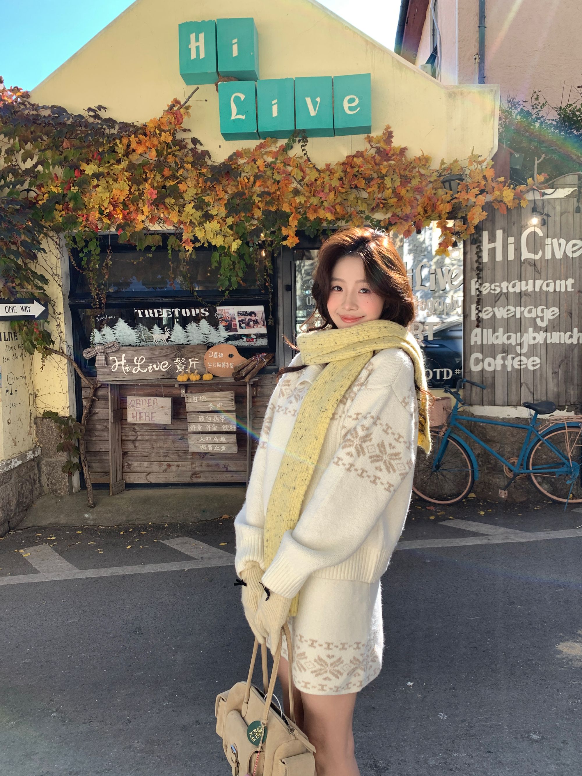 Even一雯【费尔岛梦境】韩系高智感秋冬女慵懒风毛织上衣+半裙套装
