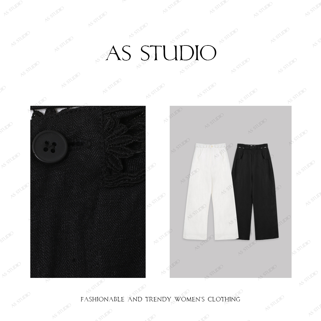 【AS小太阳】25新原创100亚麻简约太阳花百搭休闲裤A25CKZ3885