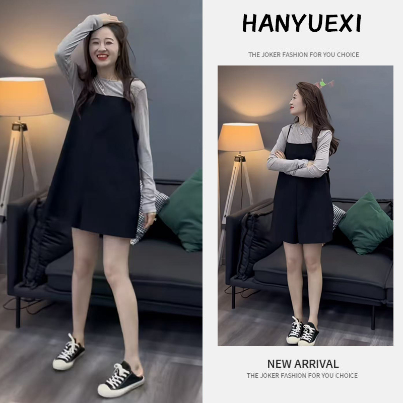 今年流行穿搭一整套2025新款夏季小个子打底长袖连体背带裤两件套