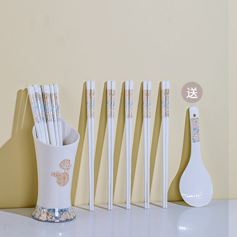 多色可选丨景德镇高端陶瓷筷子10双高档防霉易公筷环保卫生创意筷