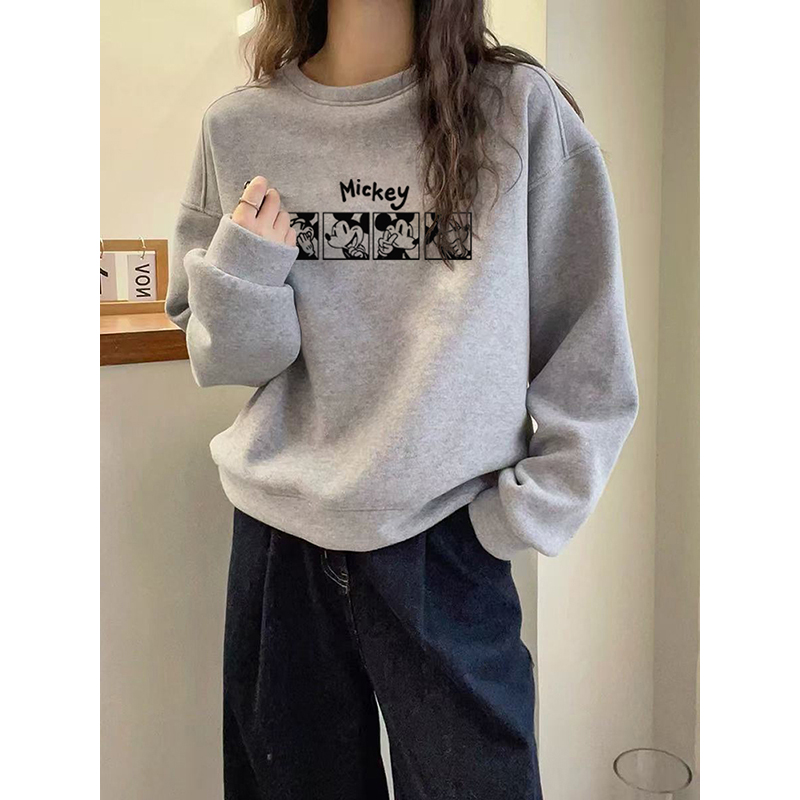 卫衣女2025新款爆款时尚洋气秋冬小个子圆领套头长袖印花纯棉上衣