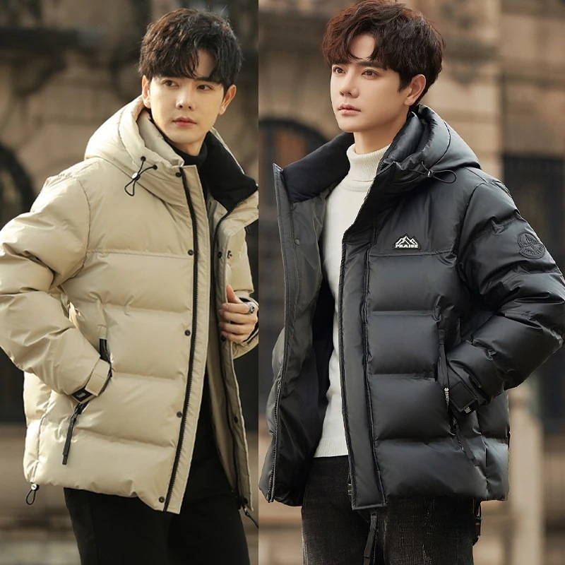 免洗高定新国标羽绒服白鸭绒羽绒服保暖加厚连帽男士外套防寒保暖