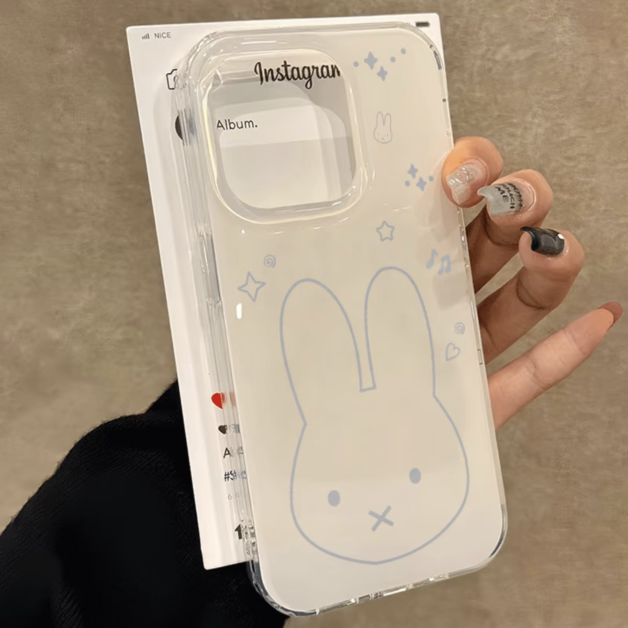 SMBLCE简约米菲兔线条适用iPhone16大孔手机壳华为vivo小米oppo套
