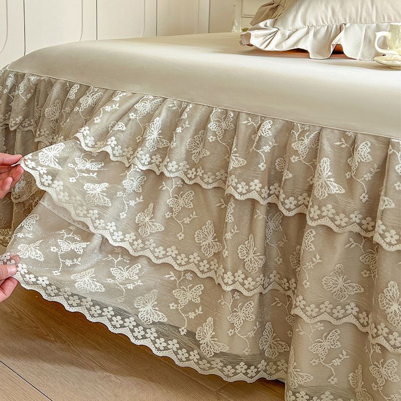 2025新款蕾丝花边床裙单件夏季床垫遮丑公主席梦思床罩宫廷风家用