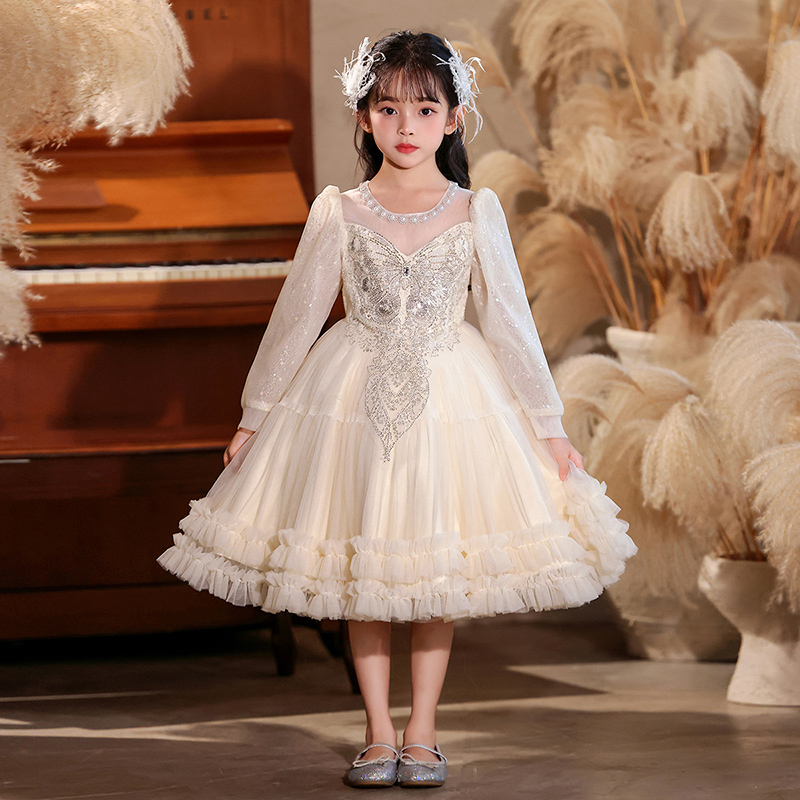 儿童礼服公主裙女童高端花童婚礼小女孩主持人生日钢琴演奏演出服