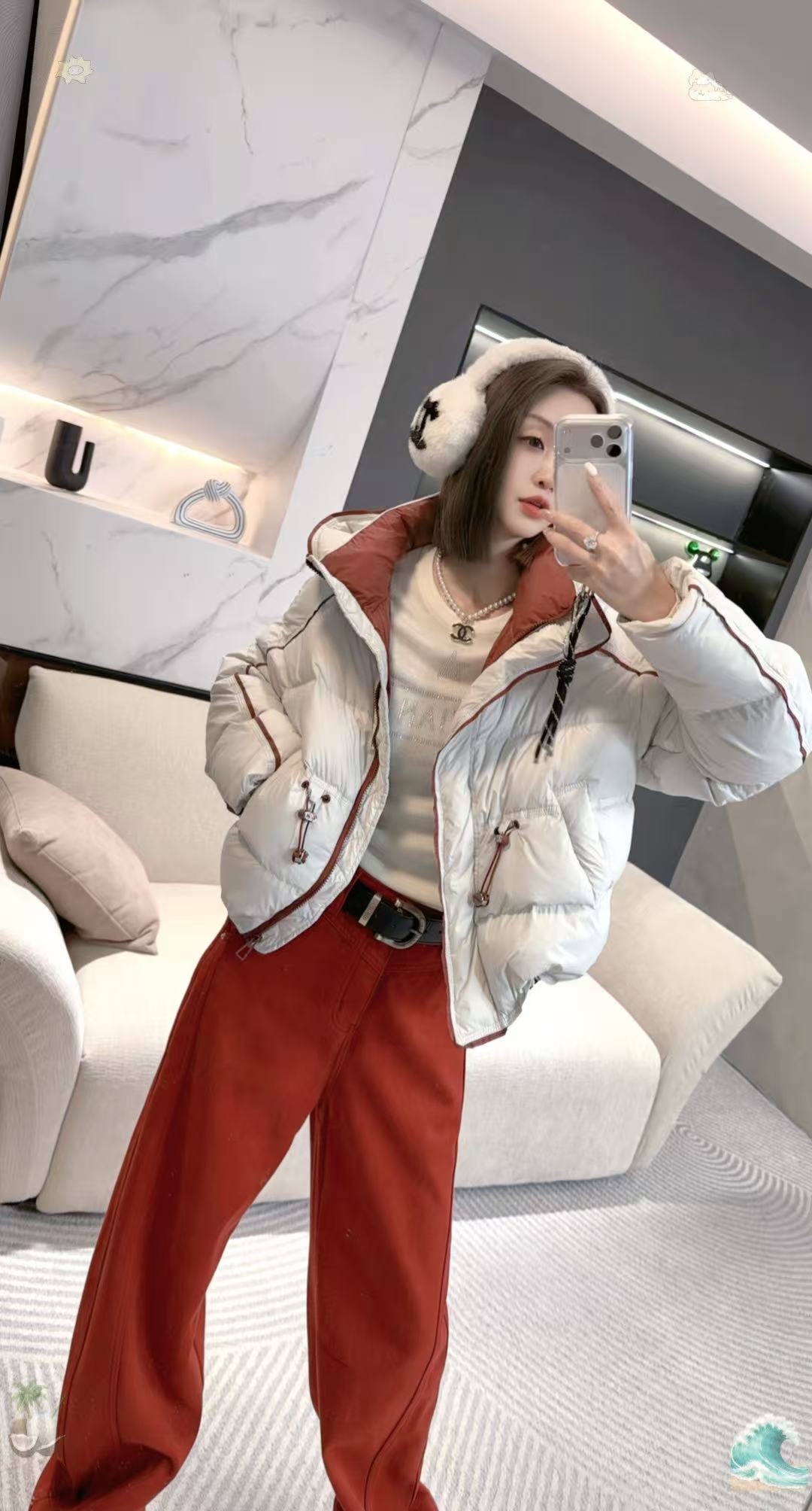 熙薇【墨穹星暖】2025冬季新款休闲时尚连帽羽绒服外套H6416