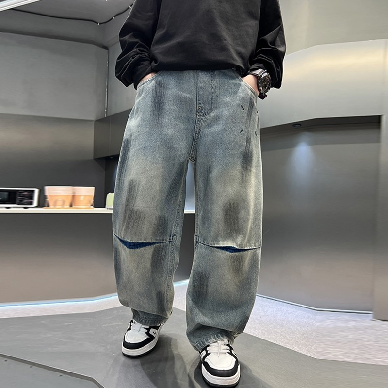 男童儿童装春秋款弯刀牛仔裤2025新款中大童男孩秋季帅气时髦长裤