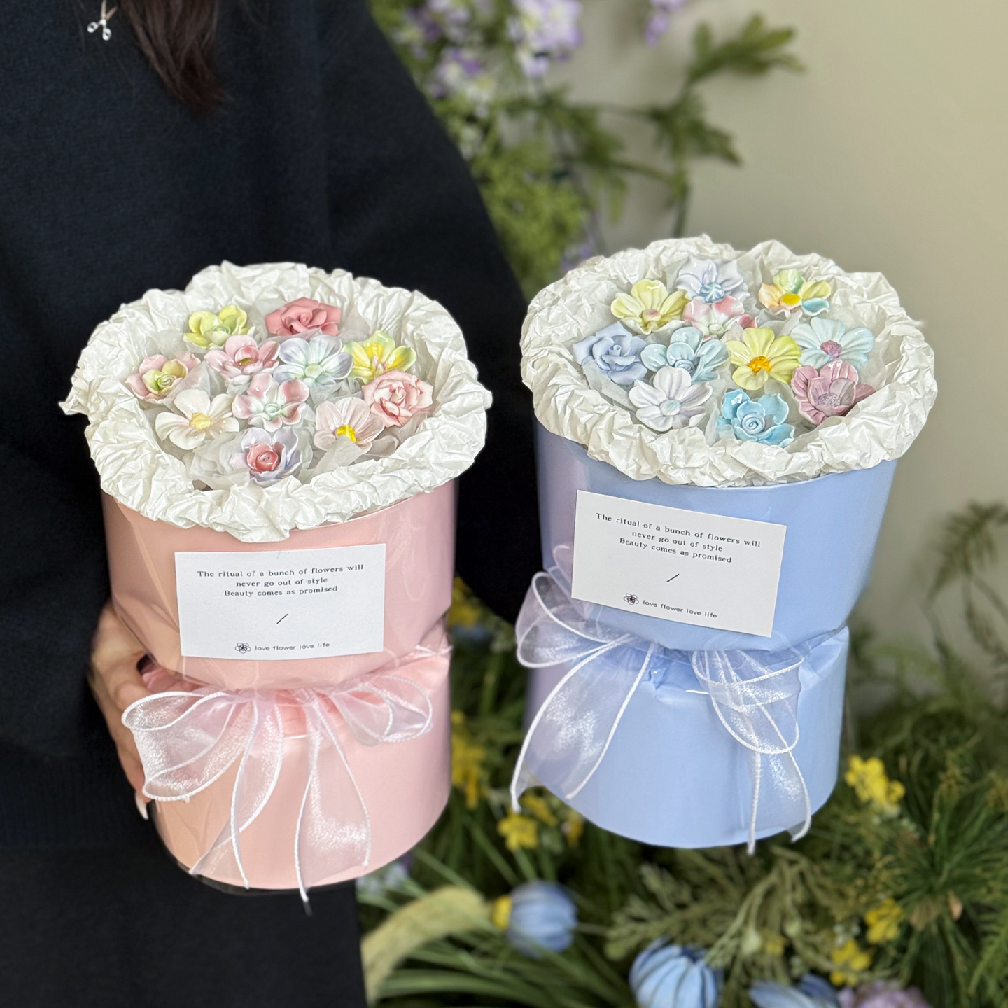 成品景德镇陶瓷花束高温手工花朵仿真花七夕情人节送女友女生惊喜