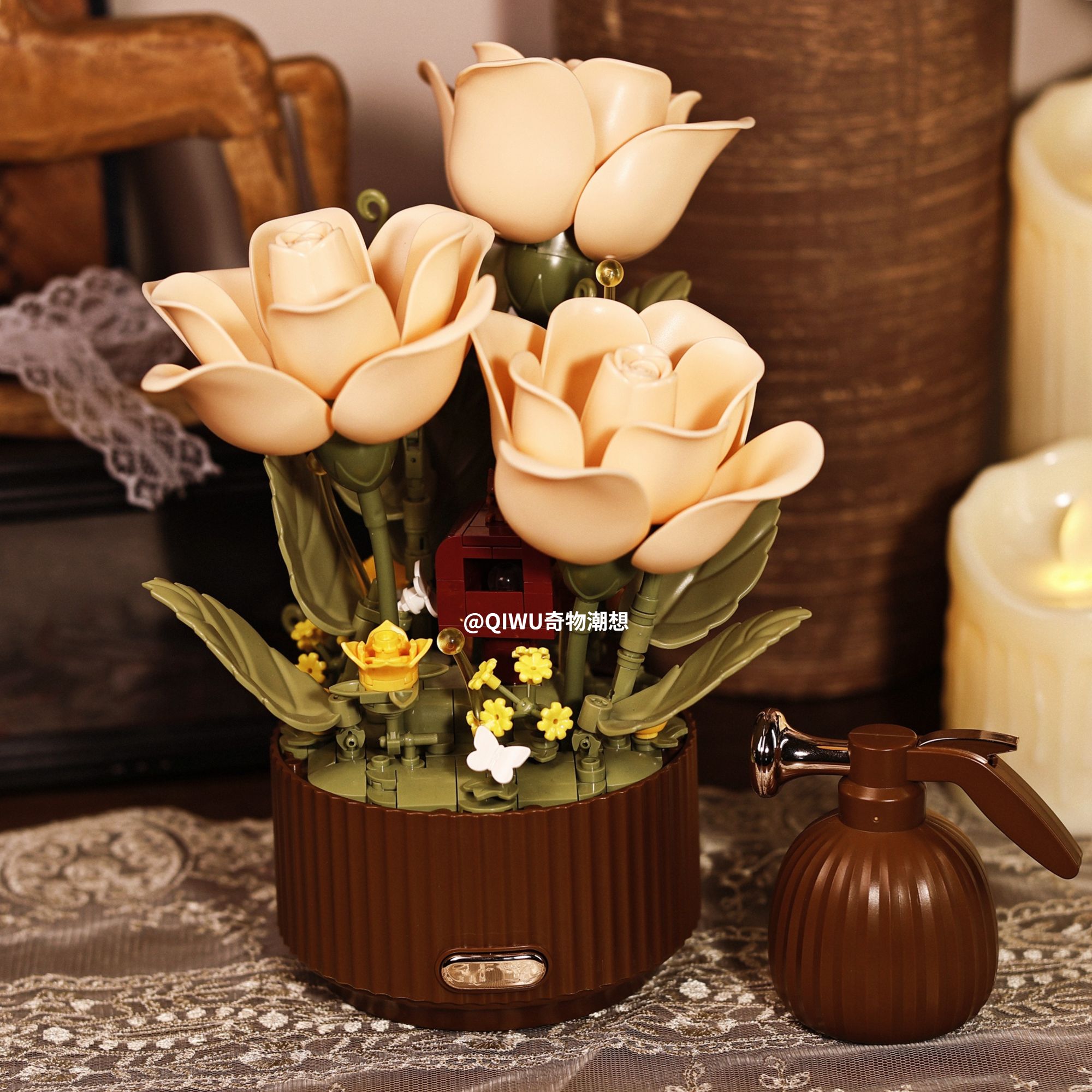 【奇物】绽放花园会开花的积木花正版氛围小夜灯拼装桌面摆件送礼物