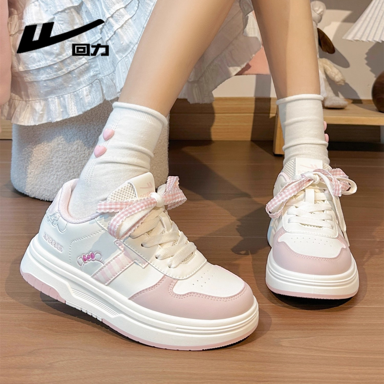 回力可爱KT小白鞋女2026新款秋季韩版运动休闲鞋厚底百搭学生板鞋