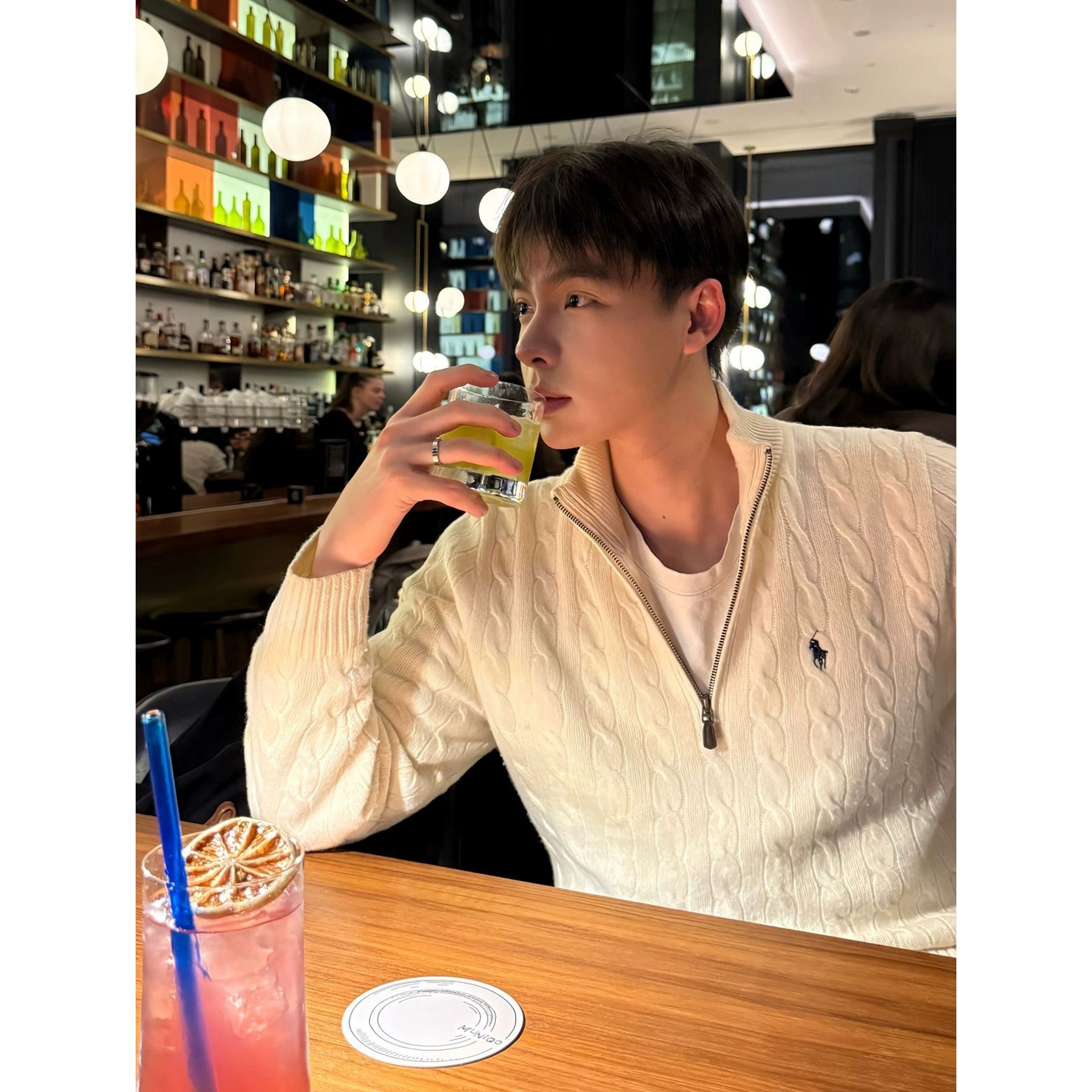 美式复古小马刺绣立领拉链加厚半拉链毛衣麻花浮雕立体秋冬针织衫