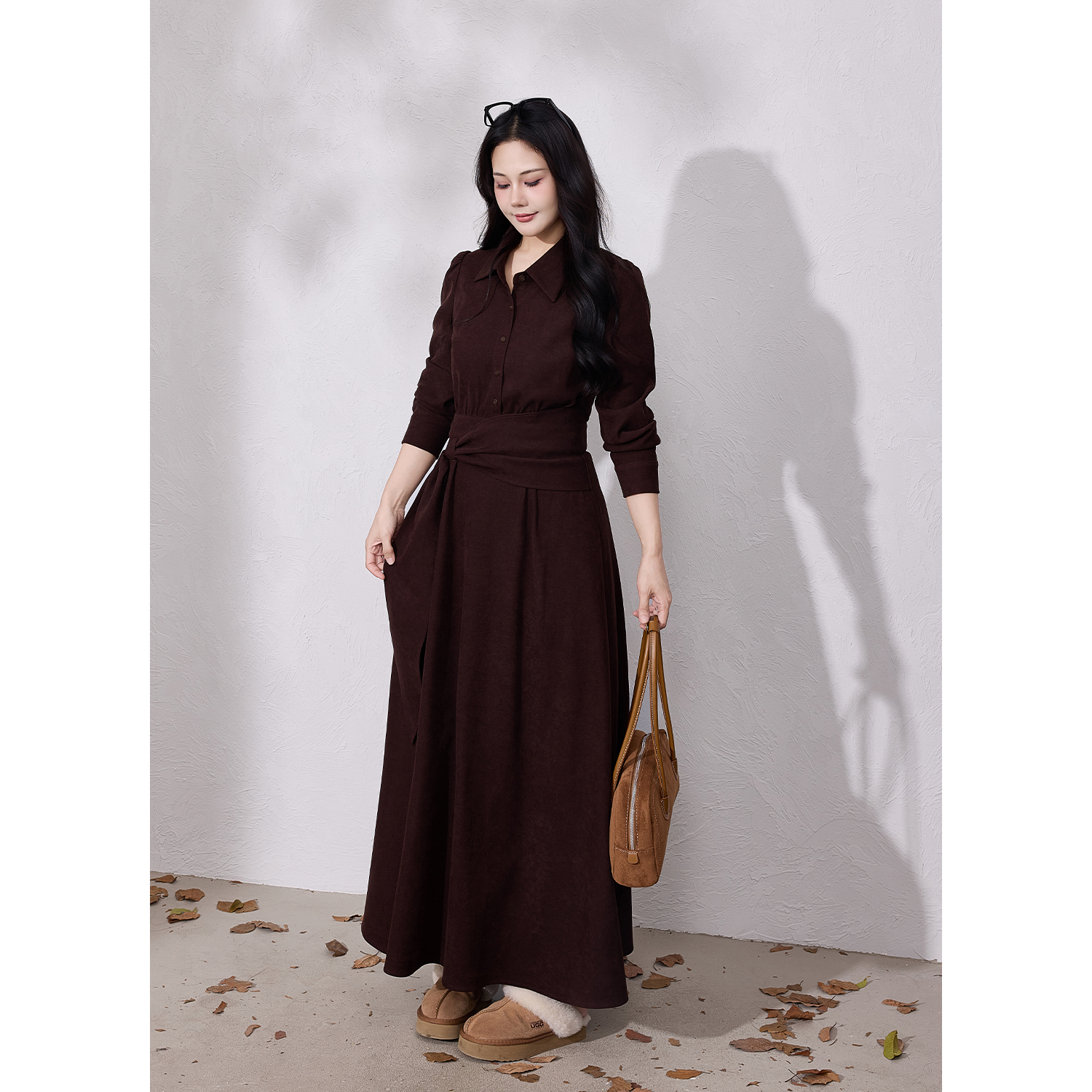 LX【慵懒漫调】蛋妹大码女装微胖mm秋冬显瘦长袖裙子连衣裙DM33276