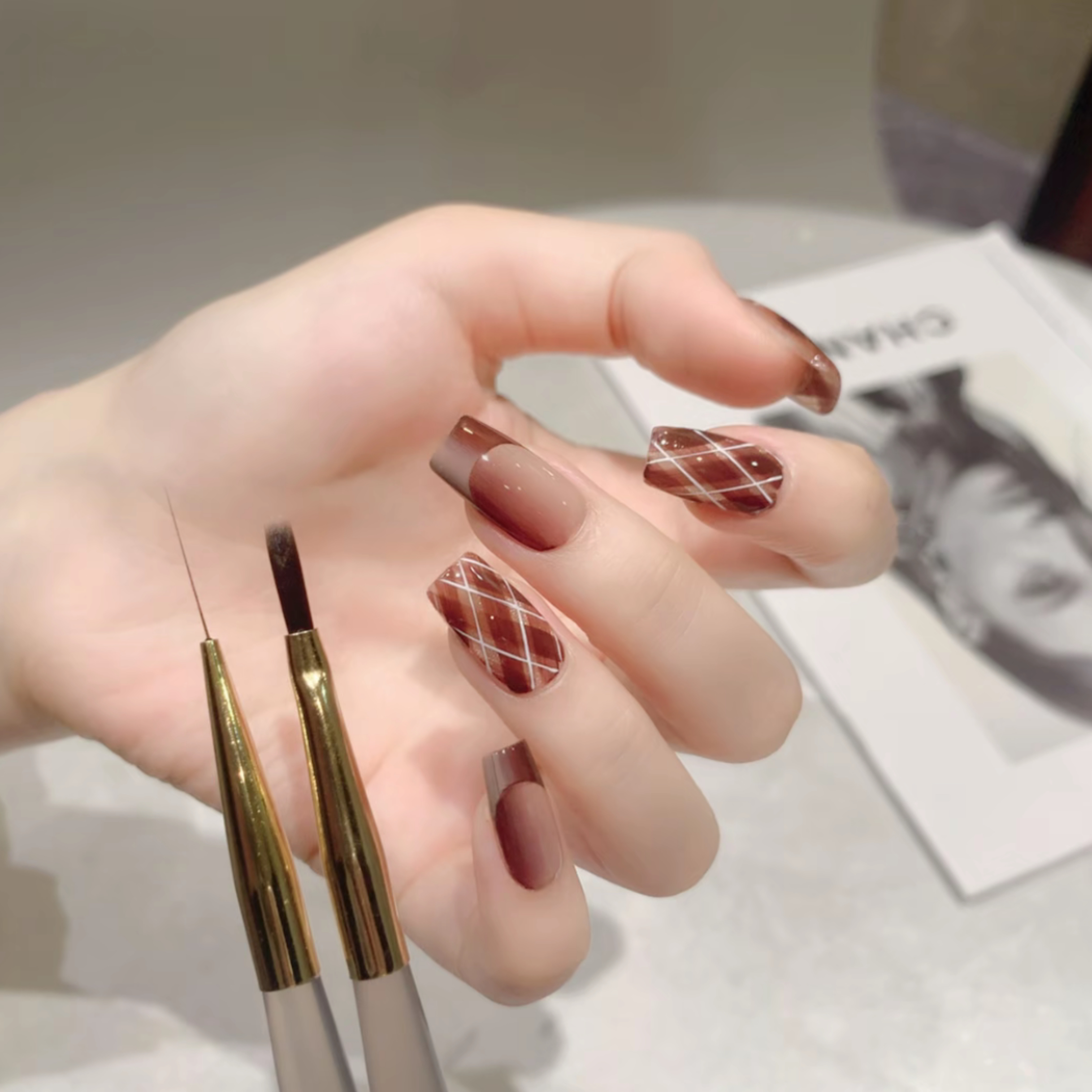 【樱糖老师推荐】美甲透明杆笔刷新手拉线笔格纹笔初学者美甲工具
