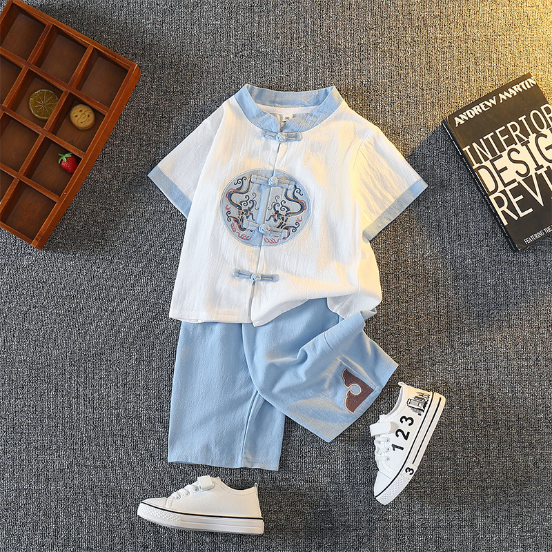 巴拉巴拉童装适用儿童汉服男童夏季短袖唐装宝宝夏装周岁礼服中国