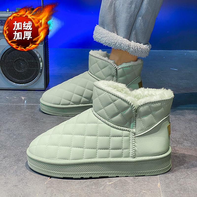 棉鞋男款冬季加绒防寒保暖东北雪地靴情侣款高帮厚底防风面包鞋子