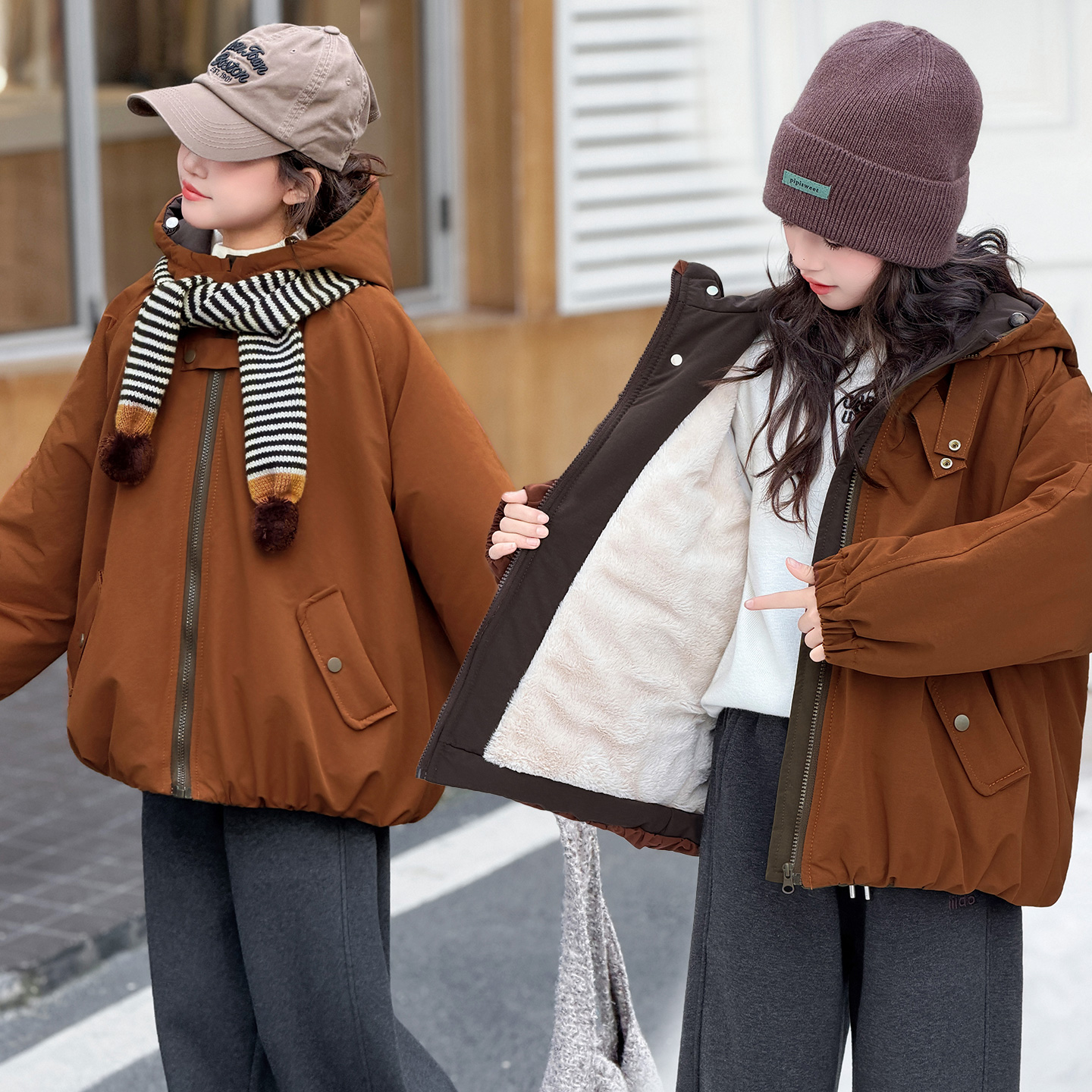 女童棉服外套冬季加绒加厚2025新款洋气中大童冬款儿童保暖派克服