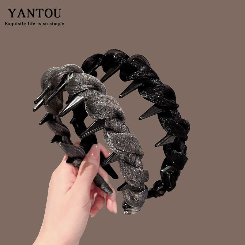 气质小香风珠光纱发箍女2025新款外出百搭高级感压发头箍防滑带齿