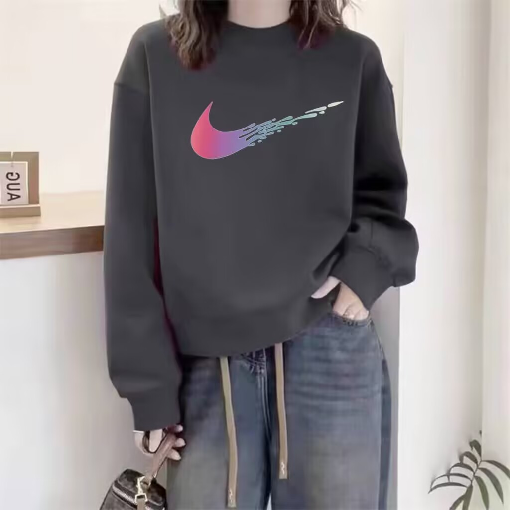 休闲简约百搭套头卫衣女春秋宽松遮肚上衣舒适洋气外穿加绒外套女