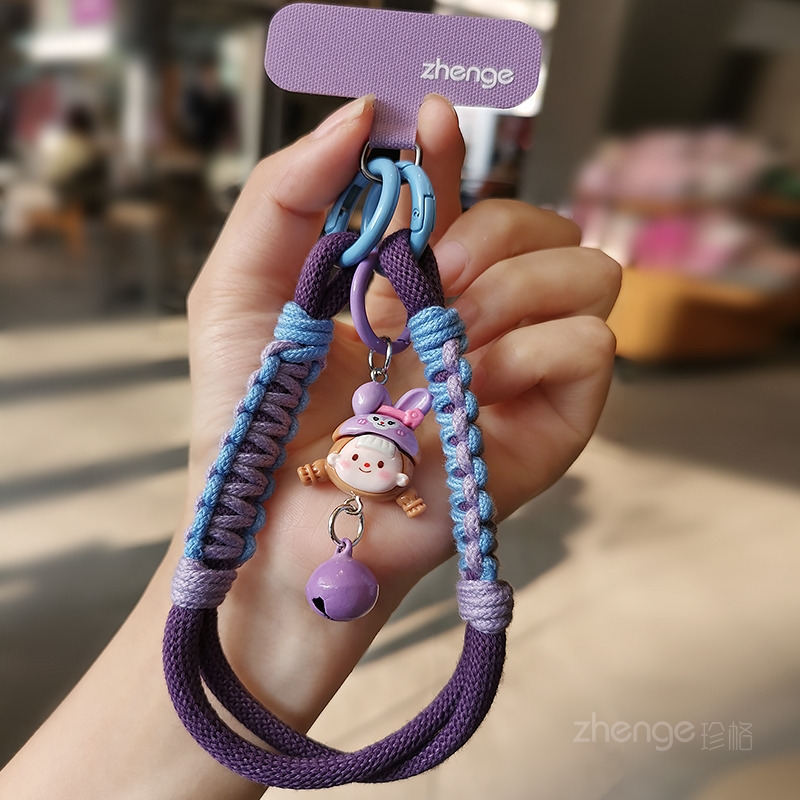 手机挂绳手腕编织棉绳短款卡通户外旅游出行登山防丢防盗手机挂绳