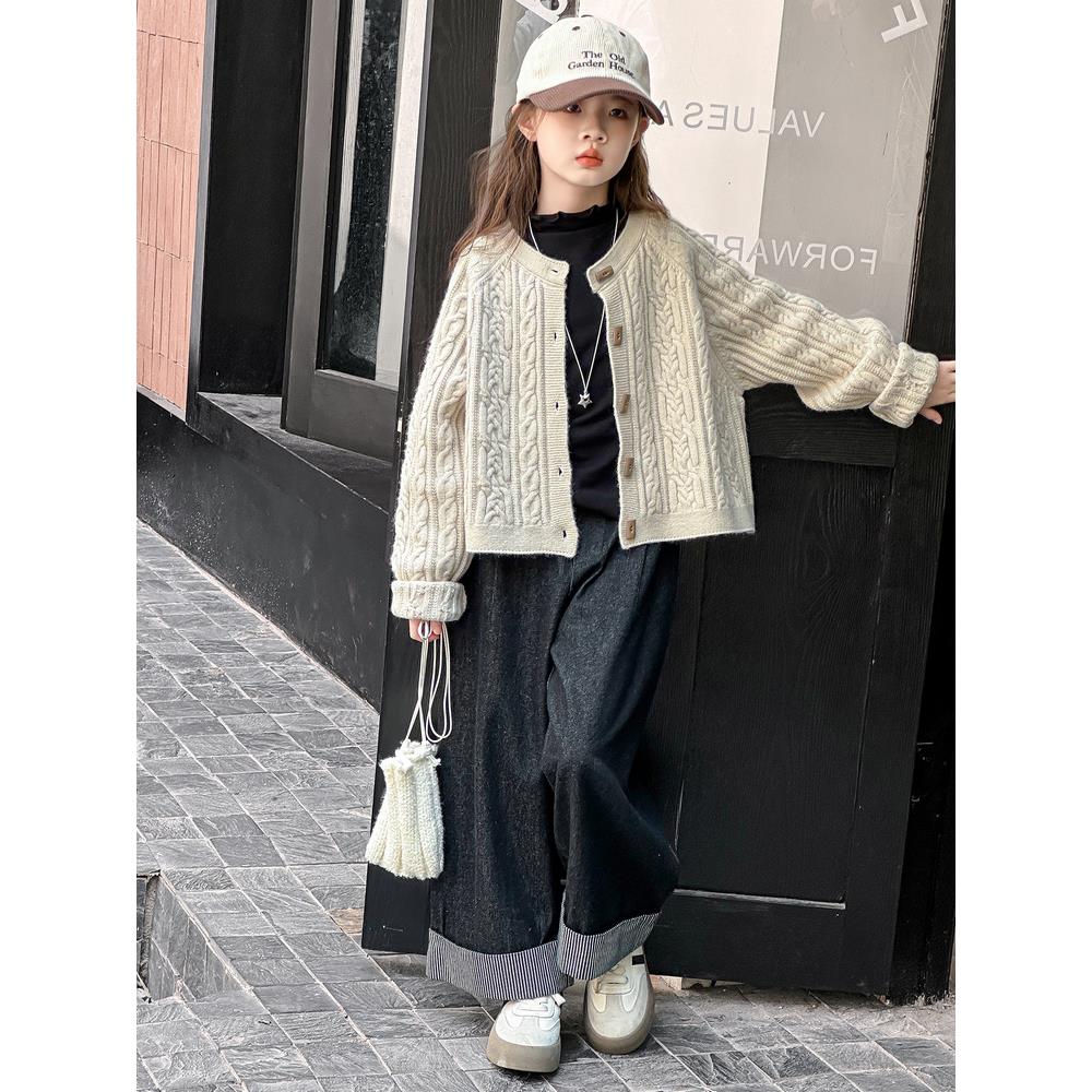 女童针织外套秋装2025新款儿童毛衣早秋款上衣洋气时髦大童针织衫