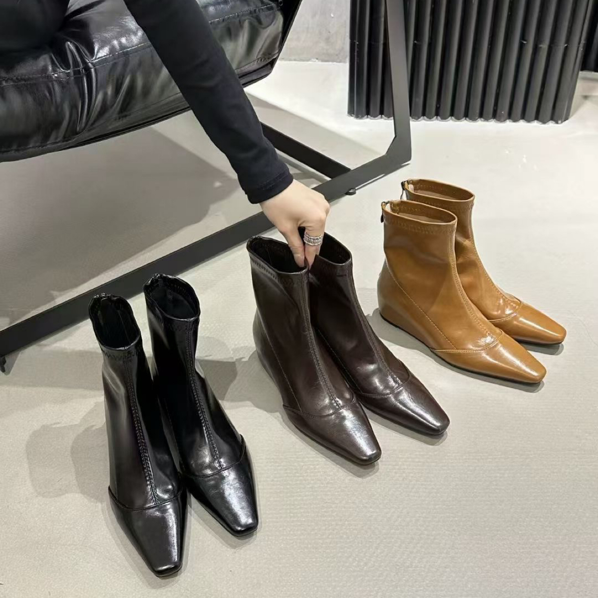 9882微方头时装靴靴复古欧若智性风城市风沙丘废土风