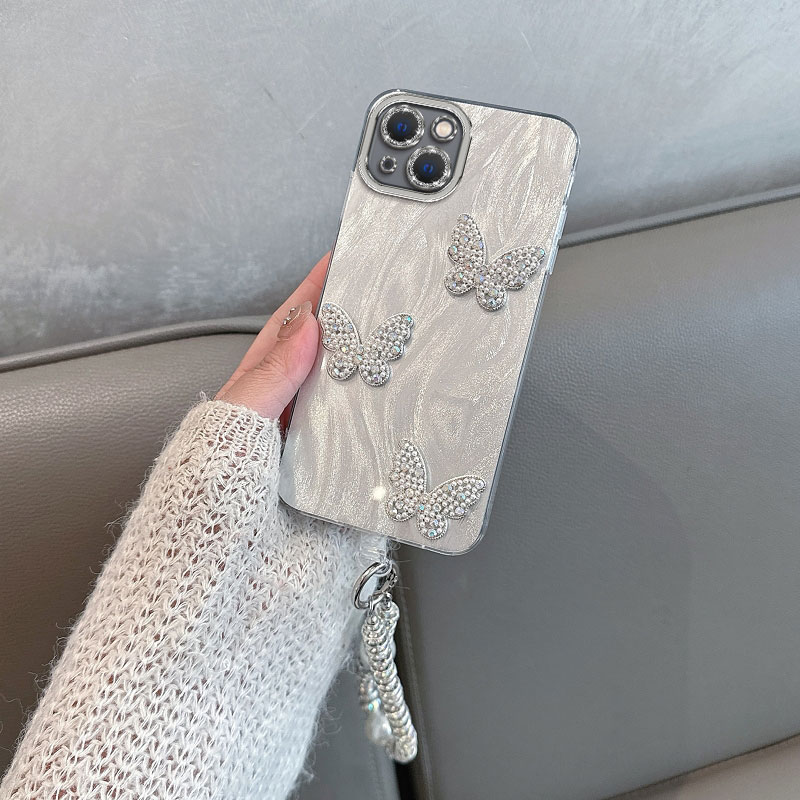 适用苹果14手机壳iphone14promax女plus带镜头膜pro全包防摔蝴蝶