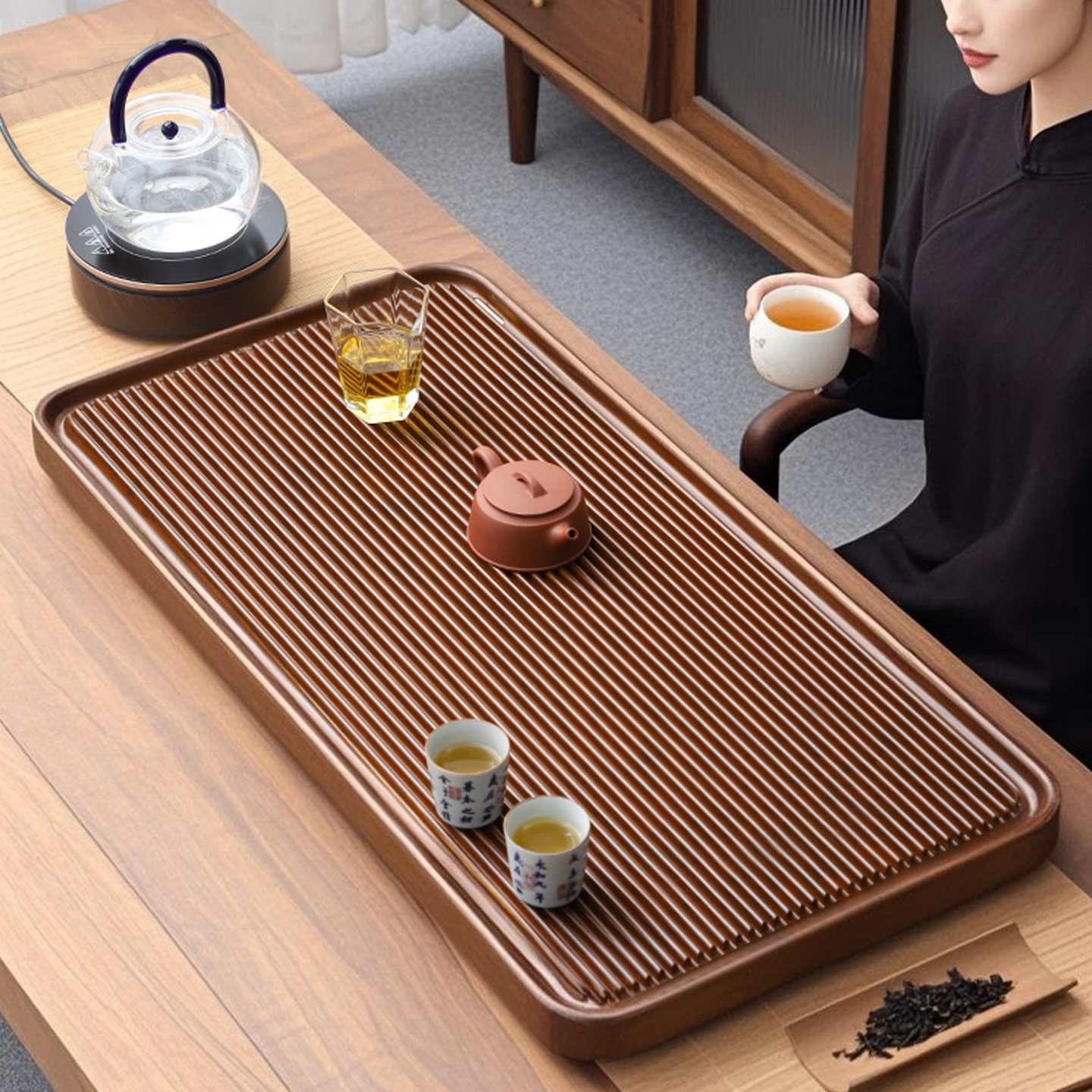 捷安玺茶盘家用2025新款茶台茶托盘实木茶具客厅电木办公室干泡台