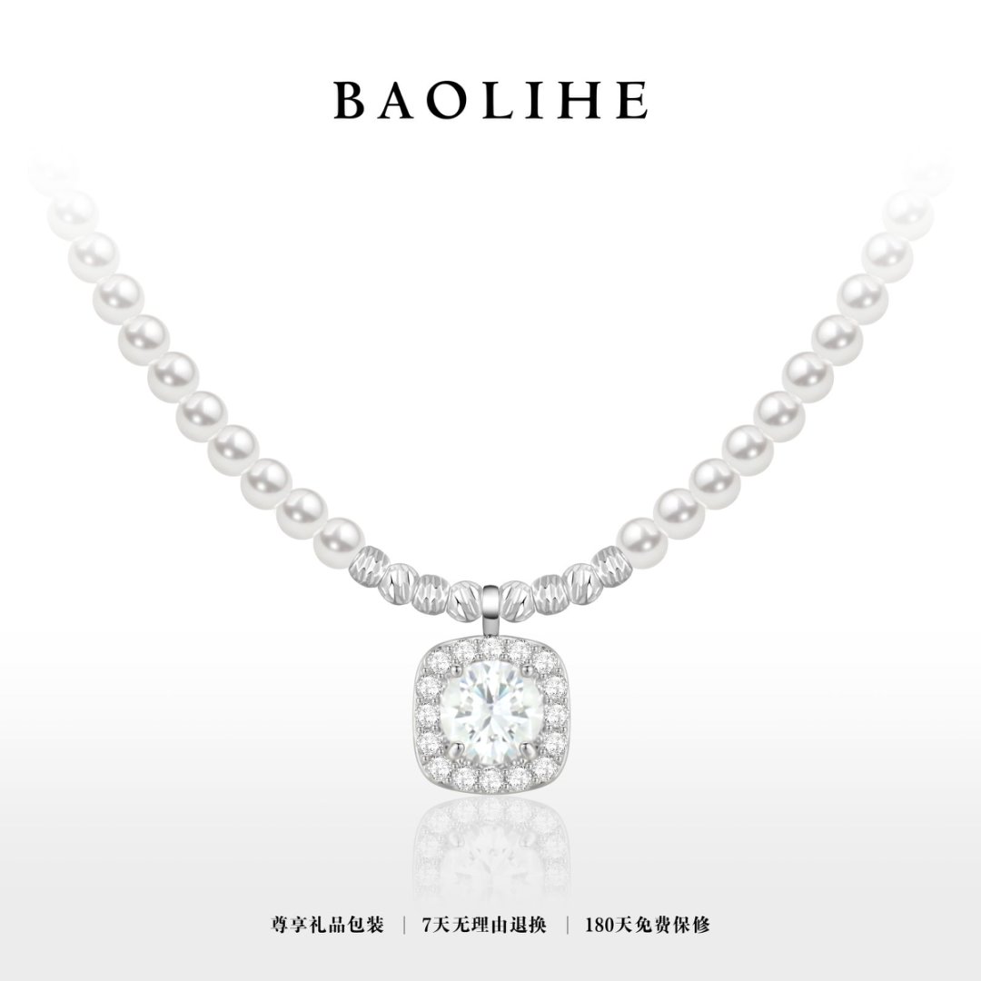 铜合金仿珍珠项链 镀白金 方糖泡泡 气质时尚项链Y149视频款