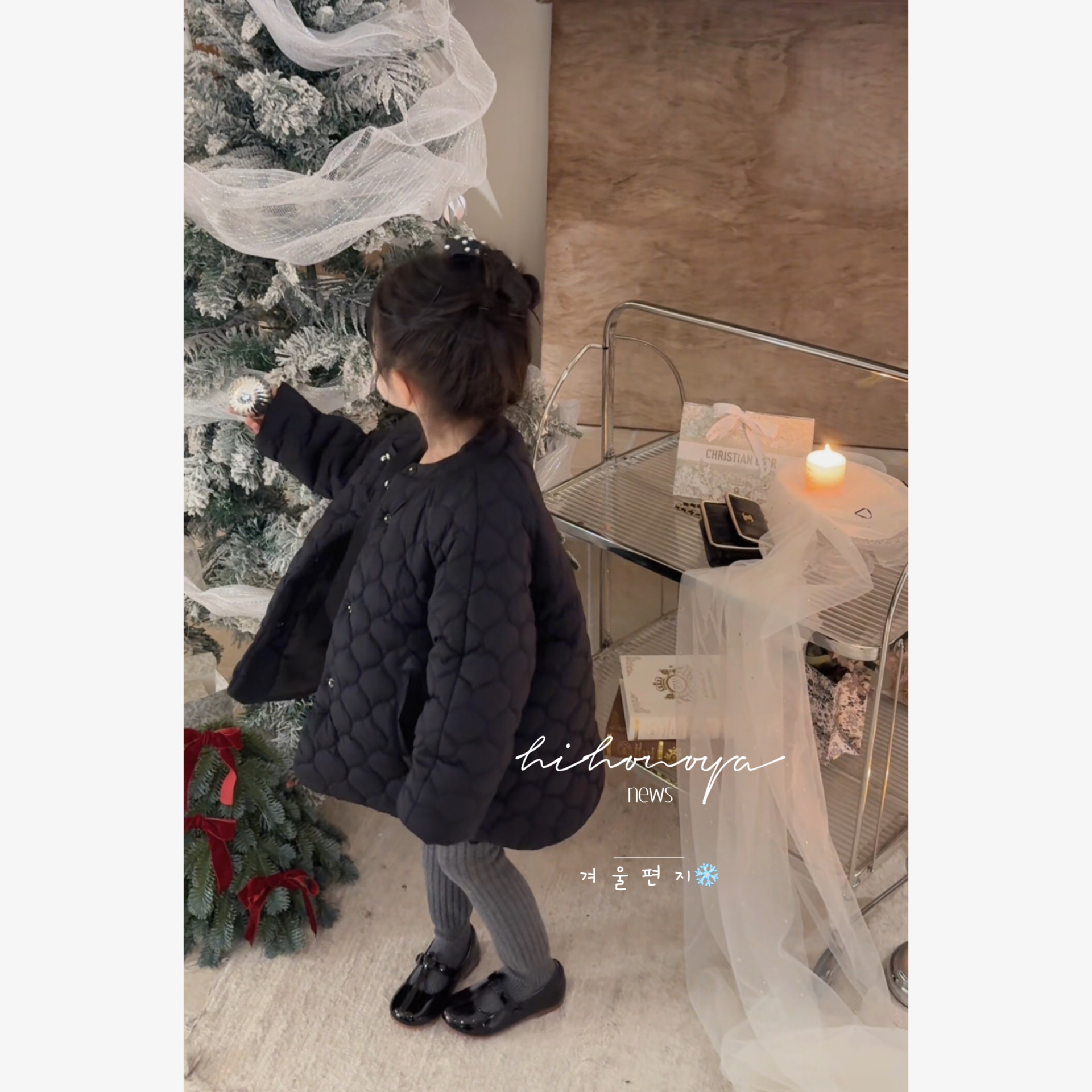 【伦敦夜】六Hihoniya~2025冬季亲子高定暗黑菱格绗缝90羽绒服