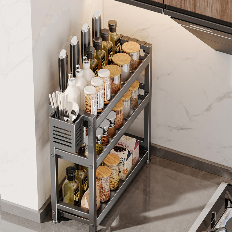 优勤调料置物架窄款厨房调料架子台面油盐酱醋调味料品收纳架灶台