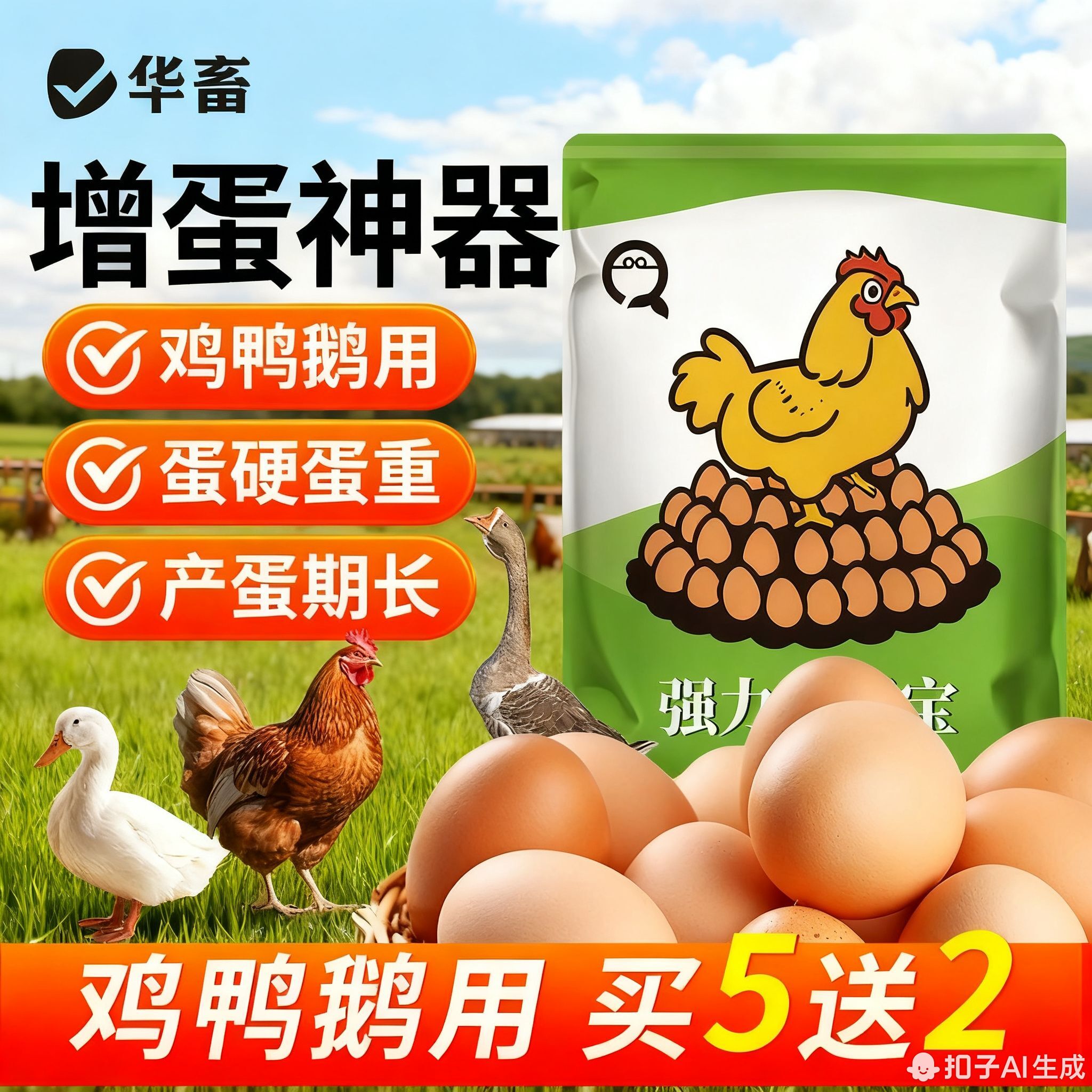 【正品】增蛋宝蛋多多增蛋神器靓蛋多鸡鸭鹅下蛋多延长产蛋期S