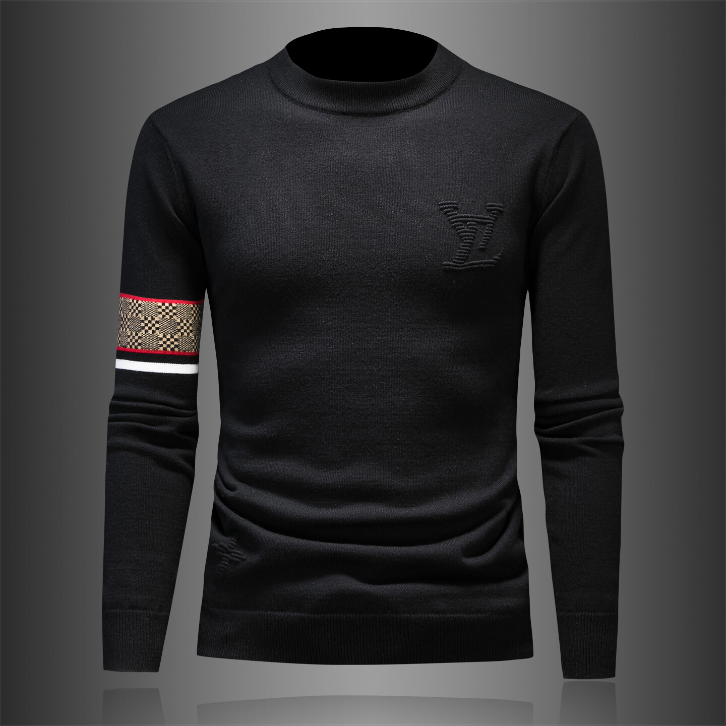 埃卢涅芬高档男圆领套头针织衫秋冬季新款毛衣休闲潮百搭修身潮流
