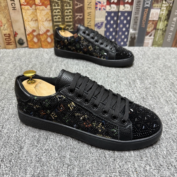 2025新款布艺烫钻透气男鞋时尚百搭潮流男士板鞋舒适软底韩版休闲