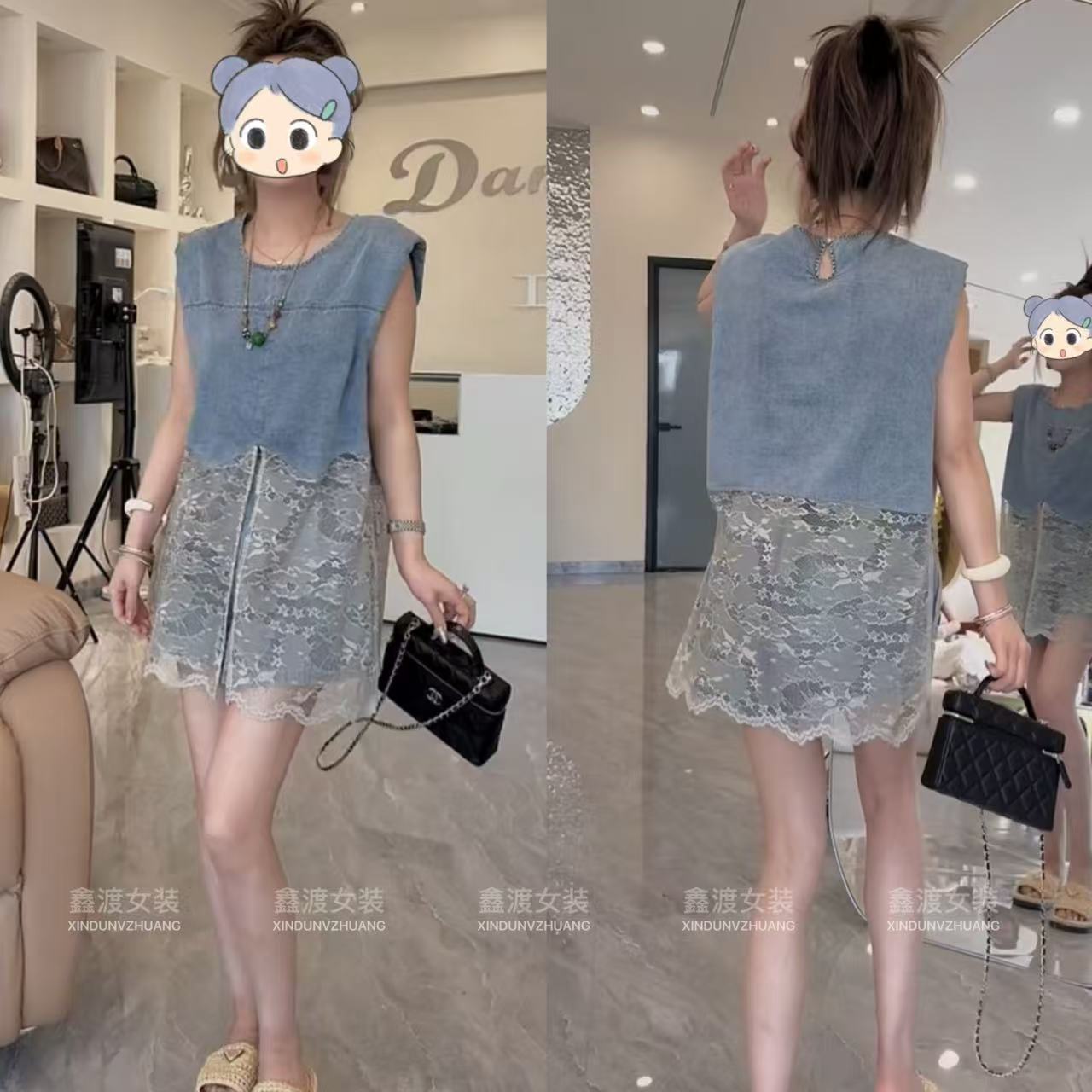 2025夏季新款时尚显瘦气质女士网红洋气两件套百搭款D9458