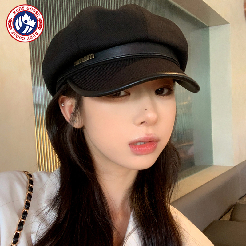 RUDY GOOSE2025秋冬季鸭舌帽子女休闲复古画家贝雷帽显脸小八角帽