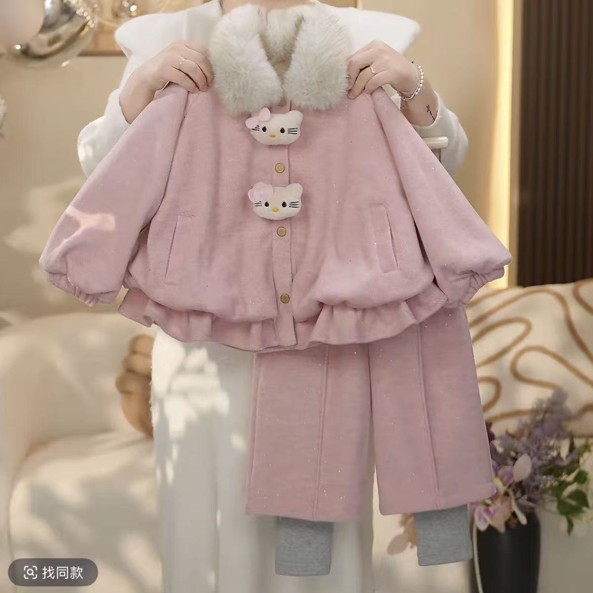 女童冬季加绒加厚洋气套装新款2026韩版学院风童装儿童衣服秋冬款