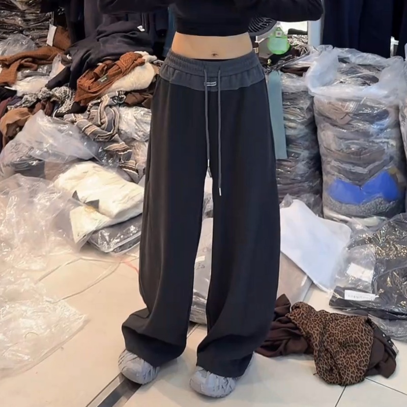 高腰阔腿裤秋季时尚显瘦气质松紧腰百搭休闲裤LK2506725